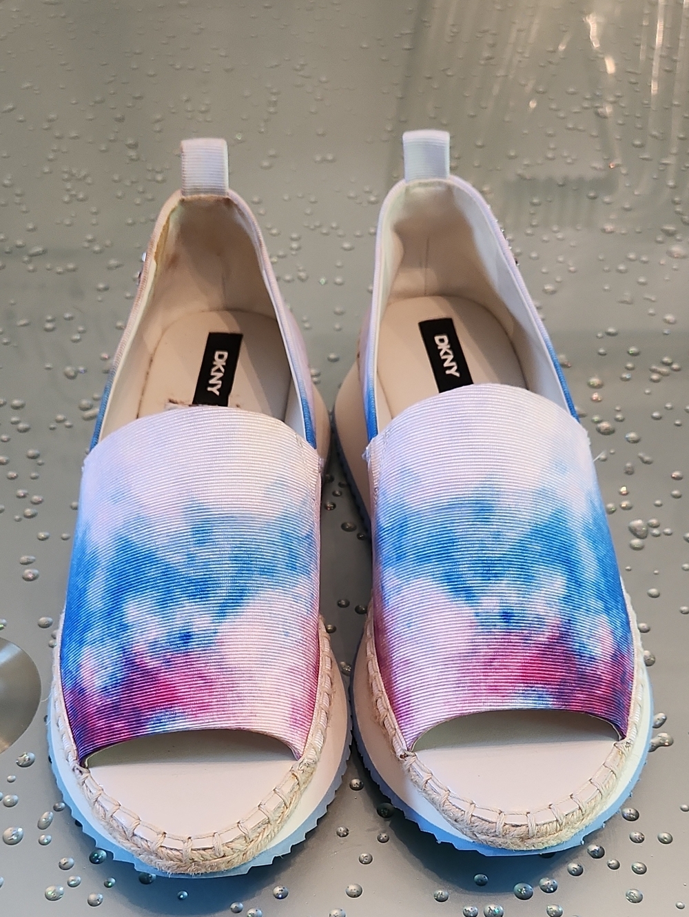 DKNY Blue & Pink Tie-Dye Slip-On Espadrilles